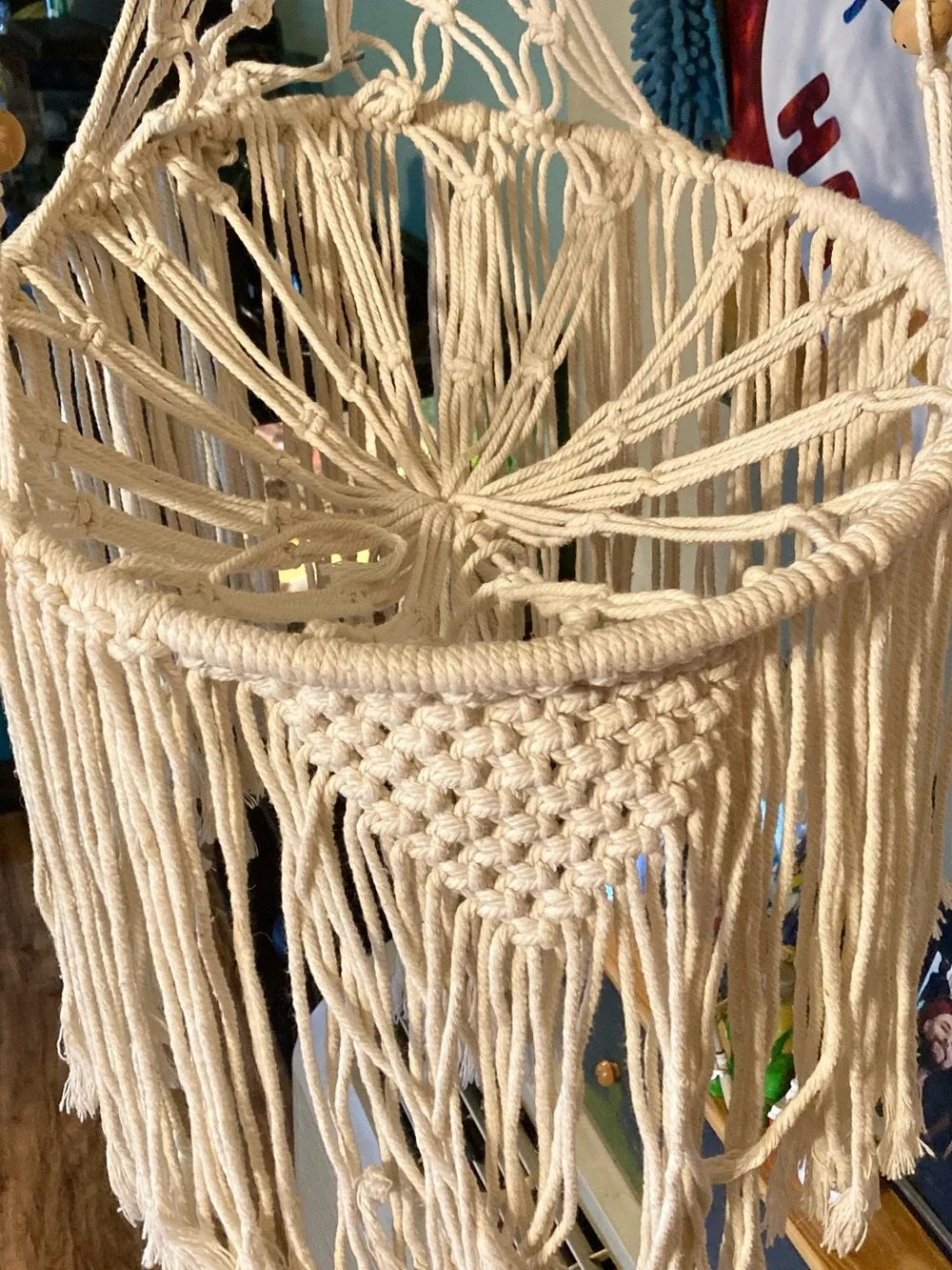 Soft Cream Macramé Hanging Cat Bed